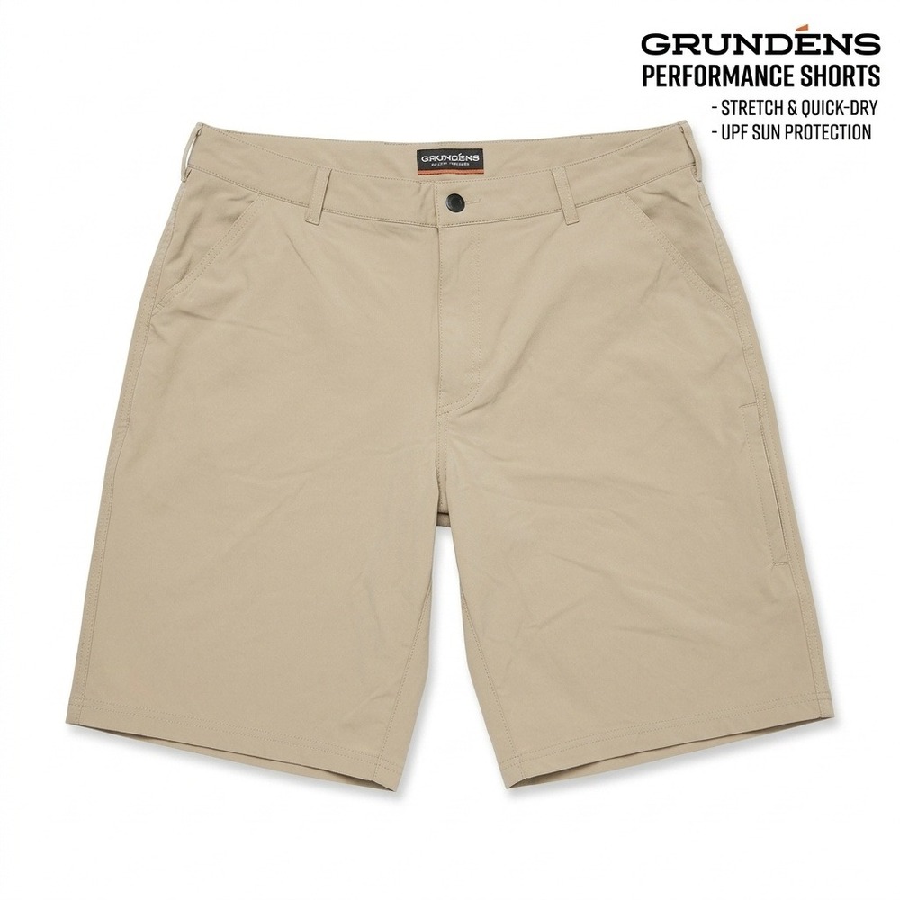 Grundens Men's 40‎ Performance Fishing Shorts Tan Khaki Stretch Quick Dry UPF 50